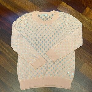 Hinge Peach and Gray Polka Dot Sweater